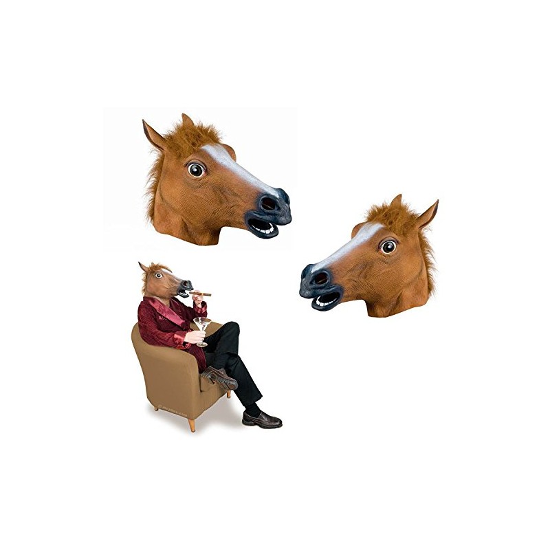 Deluxe horse mask with main black and tan colouring