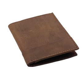 AKSHIDE Men's Handmade Wallet Gents Distressed Hunter Real Leather Slim Wallet (Brown-SixCard)