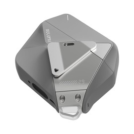 AULUMU A29 AirPods 4 Case, Geometric Design Zinc Alloy Lock with Detachable Nylon Strap Shockproof TPU Reinforced Corner Protection for AirPods 4th Generation (2024) Case, Gray