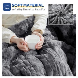 Sealy Electric Blanket Full Size, Heated Warming Blanket Faux Fur & Flannel with 10 Heating Levels & 1-12 Hours Auto Shut Off, Fast Heating, Machine Washable, Grey, 80 x 84 Inch