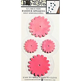 Better Home 12 Sun Flower Shape Bathtub/Shower Appliques Safety Non Slip Treads, Latest Decoration Colors (Pink)