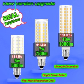 Bombillas LED E11 regulables, bombillas halógenas JDE11 de 120 V 75 W equivalentes a bombillas T3 T4 mini base JD E11, foco diurna 6000 K, color blanco, 7 W, 750 lm, E11 para candelabros, candelabros,