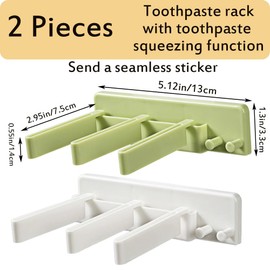 Chenshuo Keywords Toothpaste Squeezer,Bathroom Toothpaste Toothbrush Folding Frame,Wall Mounted Toothpastes Folding Storage Rack,2 Pieces. Green and White