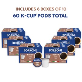 Caffè Borbone Italian Roast Coffee (60 Count) – Medium Dark Roast, Arabica & Robusta Blend, Roasted in Italy for a Bold, Smooth Taste – Single Serve Coffee Pods Compatible with K-Cup Brewers