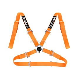 TANAKA UNIVERSAL ORANGE 4 POINT CAMLOCK RACING SEAT BELTS HARNESSES 2"