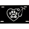 Engraved Veterinarian Dog Paw Car Tag Diamond Etched Vanity Front