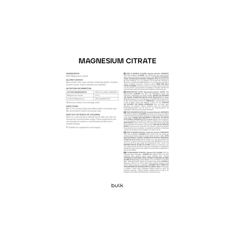 Bulk Magnesium Citrate Powder, 500 g