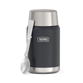 Thermos ICON Food Jar 0.71 L, Dark Grey/Graphite Matt, Food Jar, 710 ml, Double-Walled 18/8 Stainless Steel, Keeps Warm and Cold, with Folding Spoon, Non-Slip Base, Completely Leak-Proof