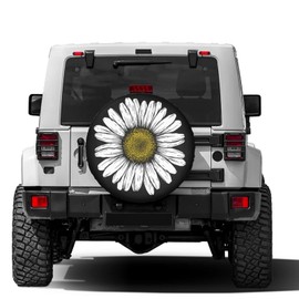 Foruidea Daisy Flower Spare Tire Cover Dust-Proof Wheel Tire Cover Fit Trailer, RV, SUV and Many Vehicle 16 Inch