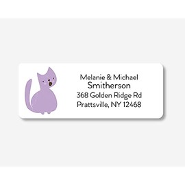 60ct - Cat Return Address Labels/Stickers (#566-WH)