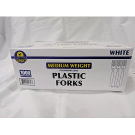 Sunset Medium Weight Disposable Plastic Forks Bulk White Plastic Silverware 1000ct
