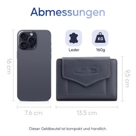 ekavale Women's Wallet with Push Button Flap RFID Soft Leather, navy, Vintage