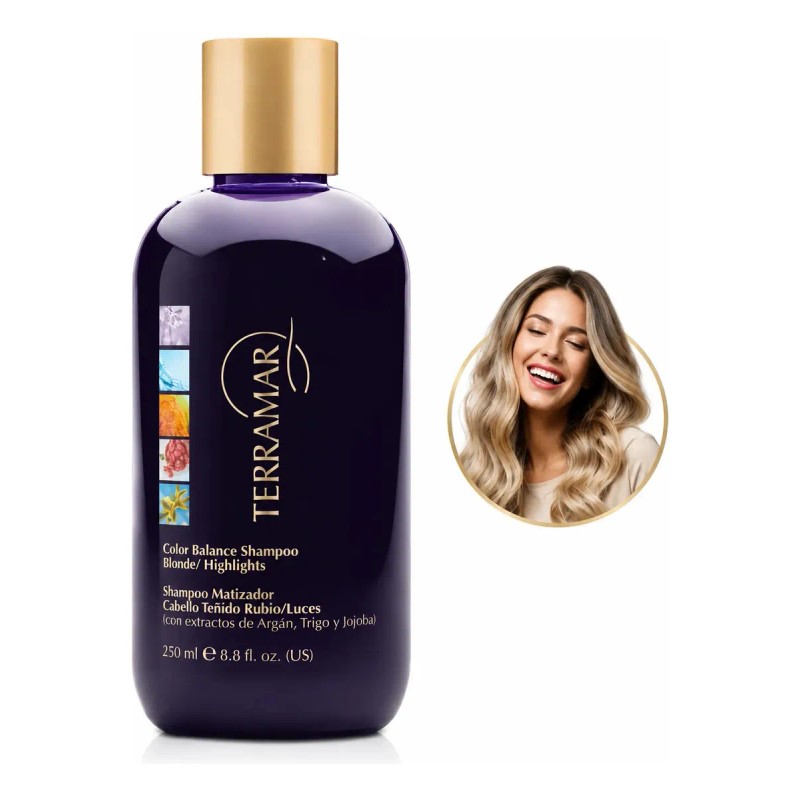 Shampoo Matizador Terramar con Argán para Cabello Rubio 250 mL