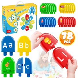 Alphabet Learning Toys 78 Pcs Ice Cream ABC Letter Matching Toy for Toddle Preschool Montessori Toy Smart Color Sorting Educational Toy for Kids 2 3 4 5+ Years Old