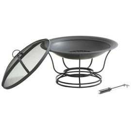 Crosley Furniture Buckner Outdoor Fire Pit with Steel Mesh Lid - Black
