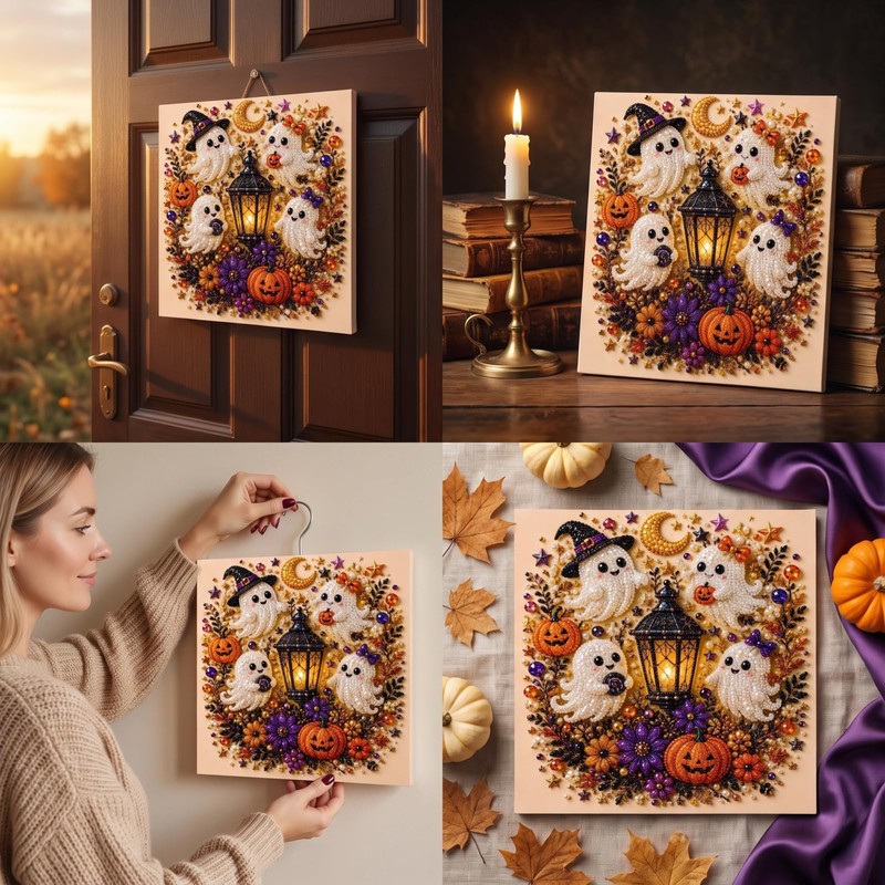 Halloween Pearl Diamond Art DIY Kit,Spooky Pearl Diamond Painting Craft