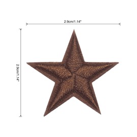 MECCANIXITY Small 5Star Iron on Patches Embroidered Sew Patches Appliques Garment Embellishments for Clothing Repair Backpack Shoes Decoration 2.9x2.9cm/1.14x1.14 Pack of 15 (Brown)