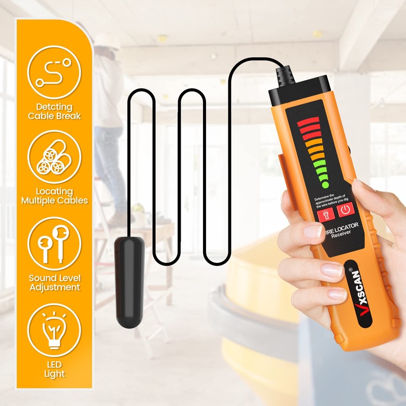 VXSCAN Underground Cable Wire Locator, F04 Wire Tracer Cable Tester