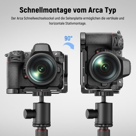 NEEWER Z8 L Plate Compatible with Nikon Z 8 Camera, Extendable Aluminum Side Plate and Anti-twist Base Plate Arca Type L Bracket Compatible with RS 2 RSC 2 RS 3 Pro Gimbals, CA041L