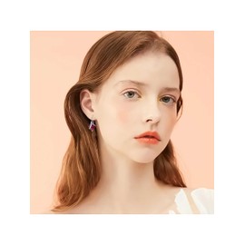 Earrings Silver 925 Hanging Hoop Earrings Dangle Women with 5A Cubic Zirconia Birthstone for Women Birthday Jewellery Gift for Her, 925, CZ