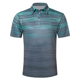 Seadodo Golo Polos for Men Grey Digital Wave Golf Shirts Dry Fit Gradient Performance Polo Short Sleeve
