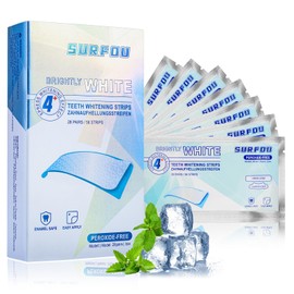 SURFOU Teeth Whitening Strips 28 Treatments(56 Strips), Non Peroxide, Safe for Enamel,Teeth Whitening kit, Gentle Formula, Fast-Visible whitening Effects, Mint Flavor
