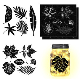 CHGCRAFT 4pcs Leaf Silhouettes Cutouts Decals Maple Leaf Mason Jar Decor Dragon Scrapbook Paper Cuts Jar Cutouts Window Decals Glass Wall Art Mural Home Decorations