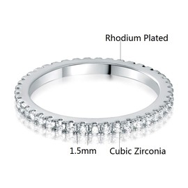 MDFUN 14K White Gold Plated Cubic Zirconia Eternity Ring for Women (8)