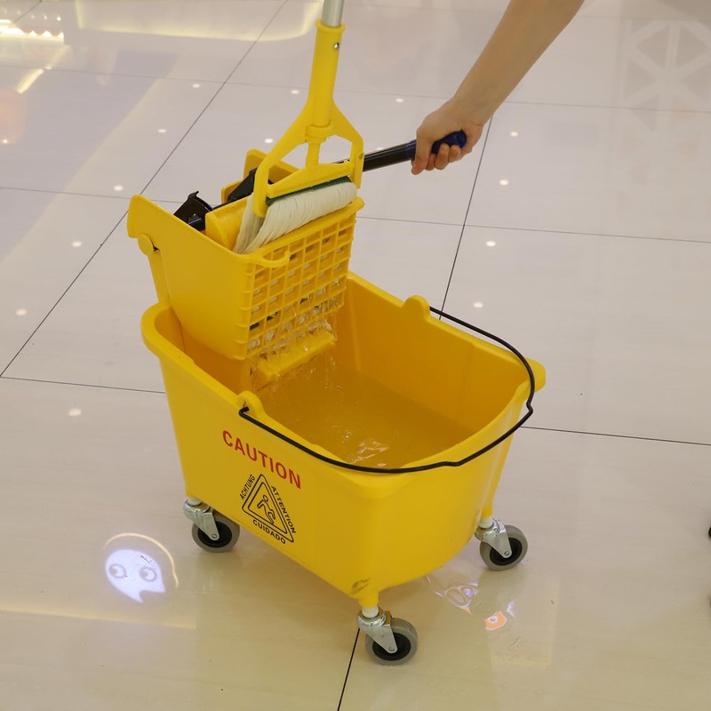 Midoneat Commercial Mop Bucket with Side Press Wringer on Wheels,