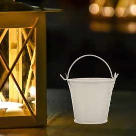 Toyvian Tin Bucket, Metal Bucket, Mini Metal Bucket, Tin Can, Container with Handle, Fashionable, Flower, Plant Pot, For Household Use, Set of 8, 2.4 x 2.4 x 2.0 inches (6.2 x 6.2 x 5.2 cm) (White)