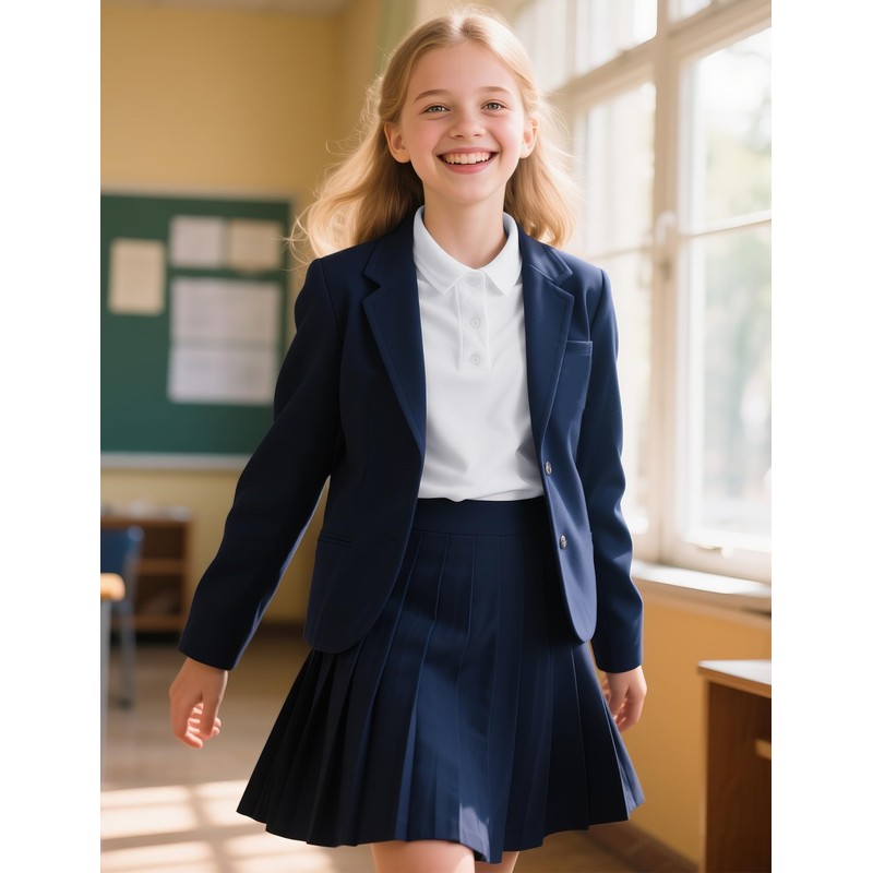 KEREDA Long Sleeve Uniform Shirts for Girls Cotton School Polo