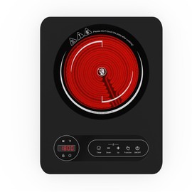 Nafewin Single Burner Electric Cooktop 1800W - 110V Electric Stove Top Burner Portable Stove with LED Touch Control 10 Power Level, Hot Plate with Child Safety Lock, Timer and Overheat protection