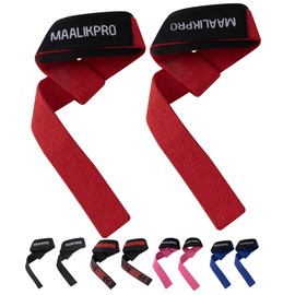 Weight lifting Straps – Gym Wrist Support Wraps for Powerlifting, Bodybuilding, CrossFit, Deadlifts, Bench Press, Strength Training – Anti Slip Lifting Wrist Straps Pair with Neoprene Padded for Men & Women (Red)