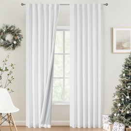 Vision Home White Full Blackout Curtains Back Tab Rod Pocket for Bedroom Living Room Thermal Insulated Window Treatment Panels 84 inch Modern Room Darkening Soundproof White Drapes 50" Wx84 Lx2