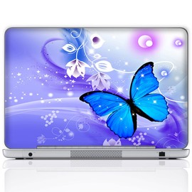 Meffort Inc 11.6 12 Inch Laptop Notebook Skin Sticker Cover Art Decal (Free Wrist pad) - Blue Purple Butterfly