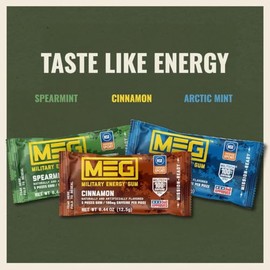 MEG - Goma de energía militar | 100 mg de cafeína por pieza + aumentar la energía + potenciar el rendimiento físico + Multi sabores de menta ártica, m