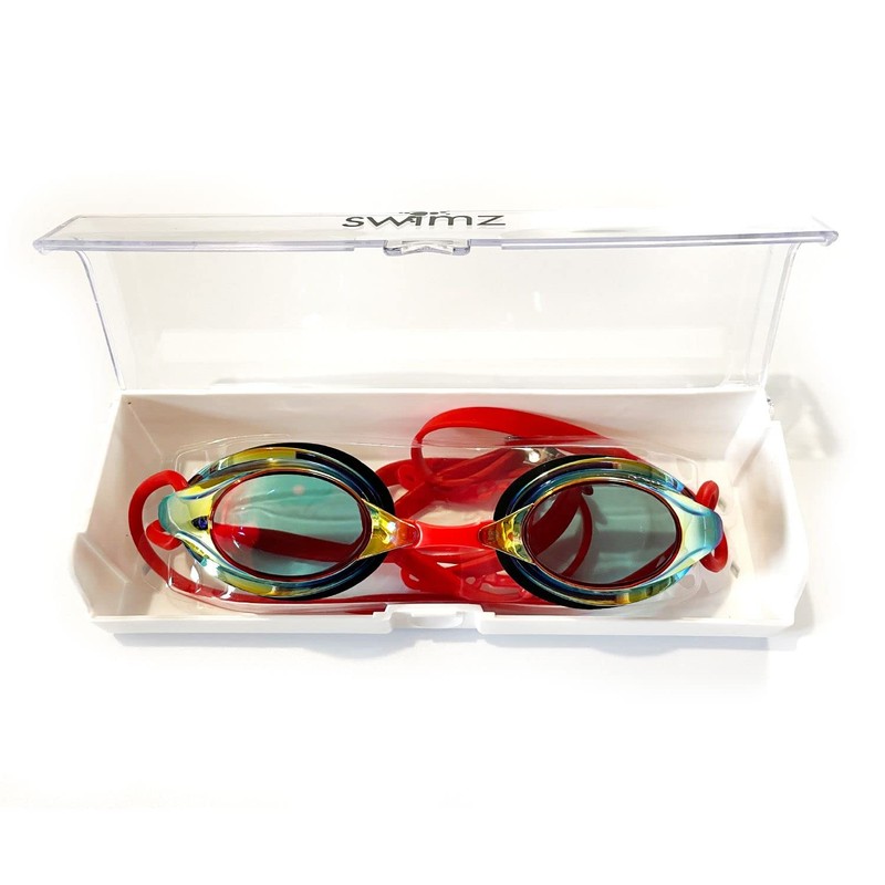 Swimz ATOM low profile Mirrored Racing/Training goggles - Blue/Red