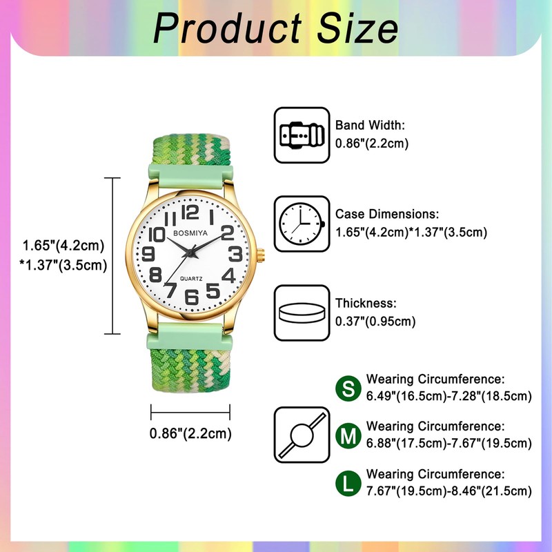 Oidea Braided Rope Elastic Strap Watch: Unisex Easy Reader Watch