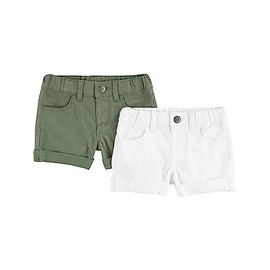 Simple Joys by Carter's Girls' Denim Shorts (Pack of 2), Olive Green/White