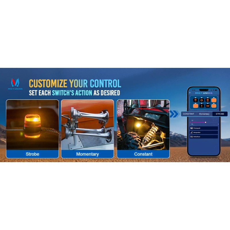 MICTUNING App Control RGB 8 Gang Switch Panel, Toggle ON-OFF