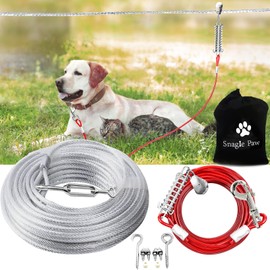 Dog Tie Out Runner for Yard,Trolley System for Large Dogs,Heavy Duty Dog Run Cable Lead 150ft with 10ft Pulley Runner Line for Small Medium and Large Dogs Up to 125lbs Running Outside Yard or Camping