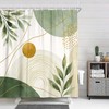 DYNH Sage Green Shower Curtain, Modern Abstract Gold Leaves Bathtub