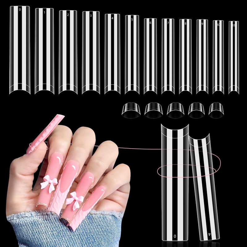 LIONVISON 504 puntas de uñas acrílicas transparentes profesionales, curvas sin