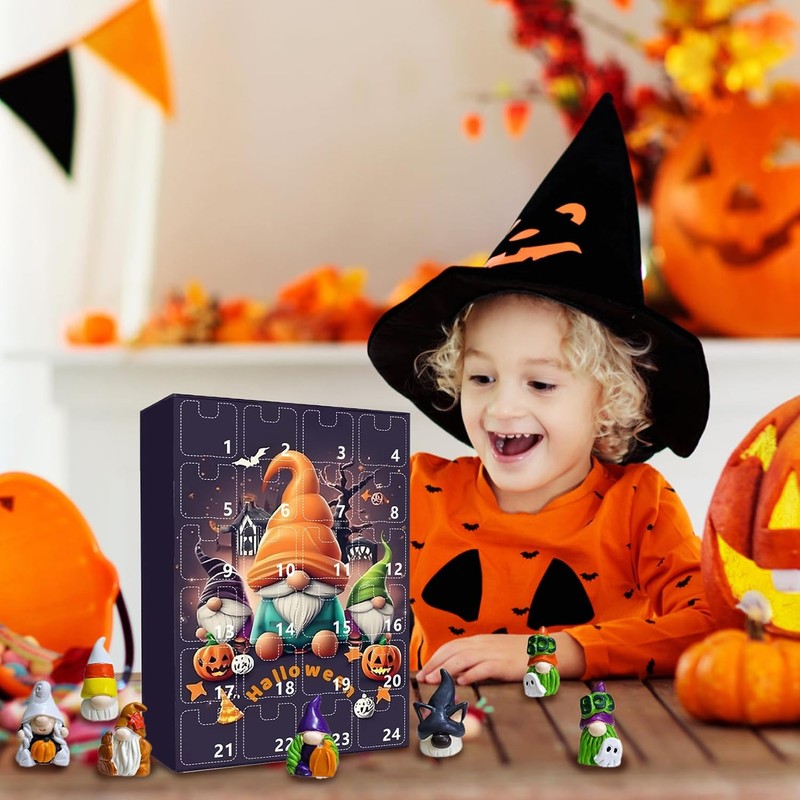 Calendario de Adviento de Halloween 2025, 24 gnomos, estilo A