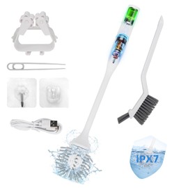 Aloevia Electric Toilet Brush & Scrubber - 320RPM Turbo Spin & 30dB Quiet for Stubborn Stains, IPX7 Waterproof w/Flex Bristles (Toilet/Bathtub/Tile Grout) - White