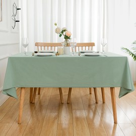 ATsense Tablecloth Mint Green Tablecloths Linen Look 100% Washed Cotton Square Tablecloth 140 x 240 cm