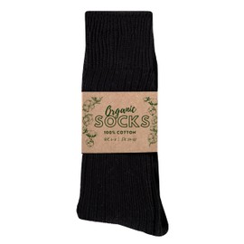 100% Cotton Socks, Natural Organic Cotton Socks for men and women, 3 pairs pack, soft top, seamless, hypoallergenic, undyed, ribbed socks, black, pink (UK, Numeric, 3, 5, Regular, Regular, Black)