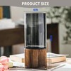 10" Tall Wood Glass Vase, Wooden Base Cylindrical Flower Vase,