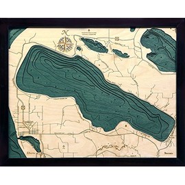 Crystal Lake, Michigan 3-D Nautical Wood Chart, 16" x 20"