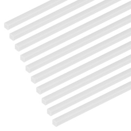 M METERXITY 15 Pack Square Plastic Bar Bars 4mm x 250mm AB S Smooth Plastic Tube Rods for DIY Craft Sticks, Sand Table Models, Scene Making, Easy to Cut and Paint [White]